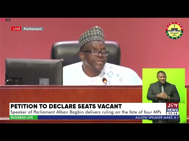 ⁣Petition to declare seats vacant: Speaker declares seat of four MPs vacant