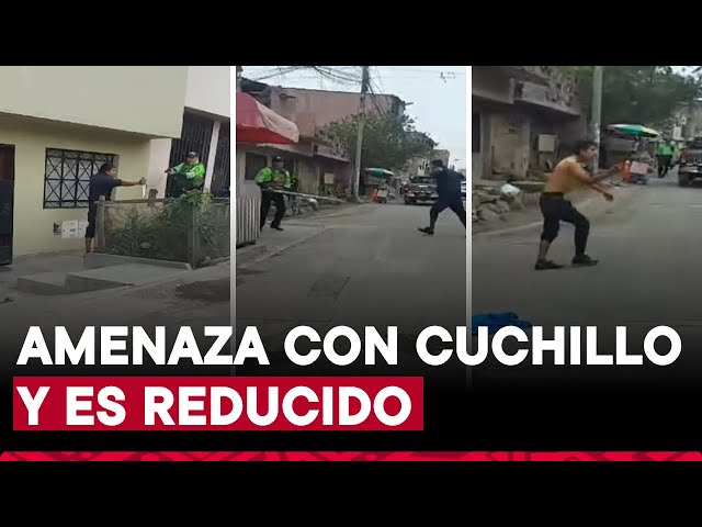 ⁣Policía reduce de un balazo a sujeto que lo amenazaba con atacarlo a cuchillazos en V.E.S.