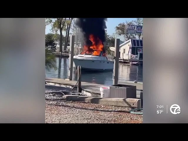 ⁣'They were shaken up.' Man jumps into action to save couple from burning boat