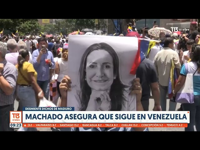 ⁣Maria Corina Machado desmiente a Maduro y asegura que está en Venezuela