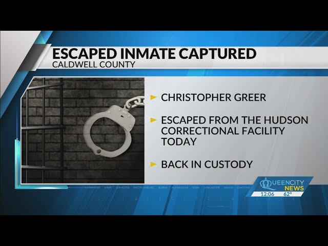 ⁣Caldwell inmate back in custody after brief escape: Officials