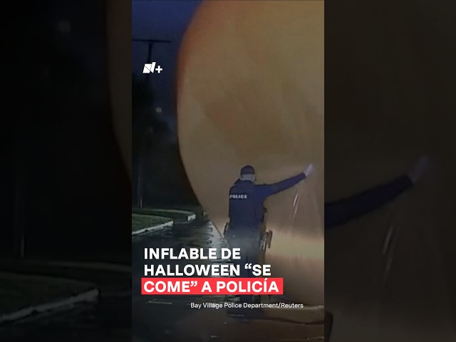 ⁣Inflable de Halloween se come a policía - N+ #Shorts