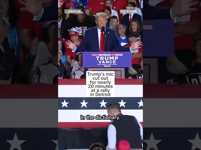 ⁣Trump's mic cuts out for nearly 20 minutes at Michigan rally