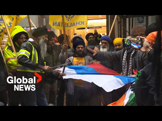 ⁣Sikh community rallies at India’s Vancouver consulate amid foreign interference allegations