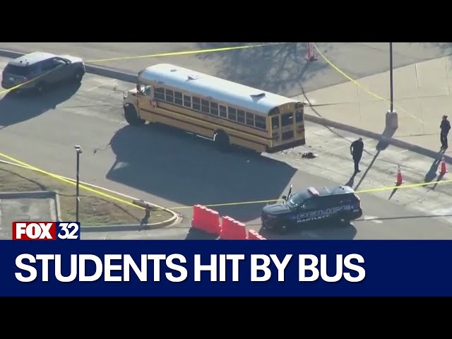 ⁣Girl in critical condition, boy hospitalized after being hit by school bus at suburban high school