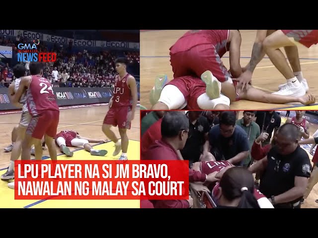 ⁣LPU player na si JM Bravo, nawalan ng malay sa court  | GMA Integrated Newsfeed