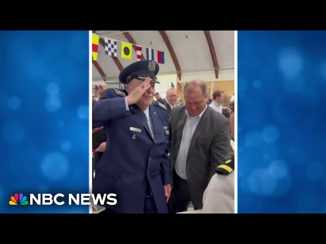 ⁣Hero grandfather salutes granddaughter at Navy officer graduation