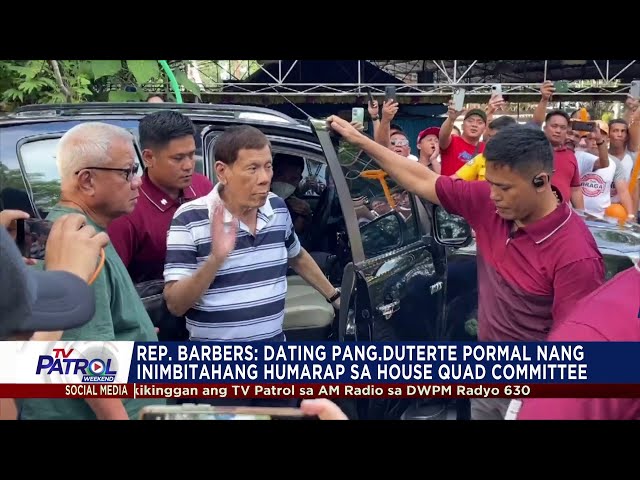 ⁣House Quad Committee pormal nang inimbitahan sa pagdinig si dating Pang. Duterte