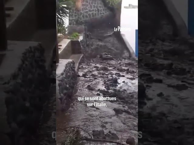 ⁣Une coulée de lahar ravage les rues d'un village de l'île de Stromboli