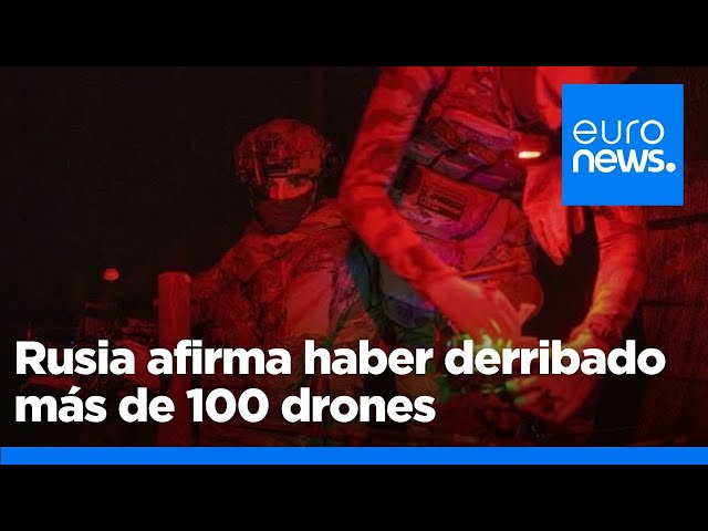 ⁣Rusia afirma haber derribado más de 100 drones disparados por Ucrania en un ataque masivo