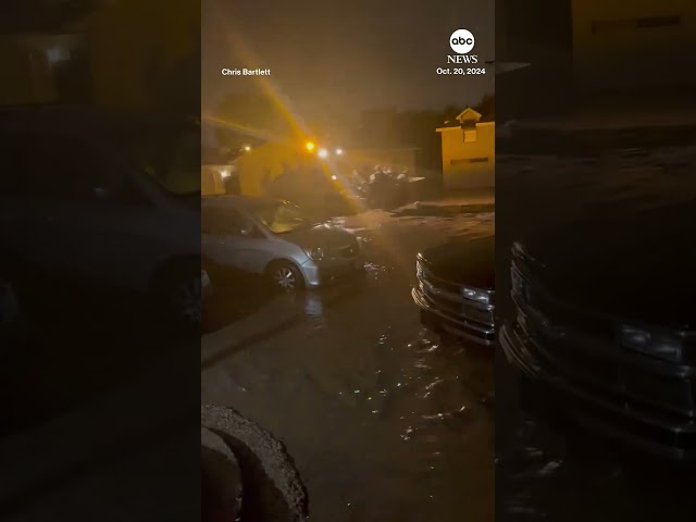 ⁣Bulldozer rescues people stranded by New Mexico flooding