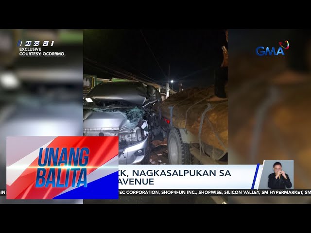 ⁣Van at truck, nagkasalpukan sa Mindanao Avenue | Unang Balita