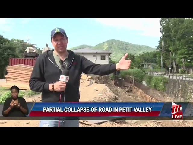 ⁣Partial Collapse Of Road In Petit Valley