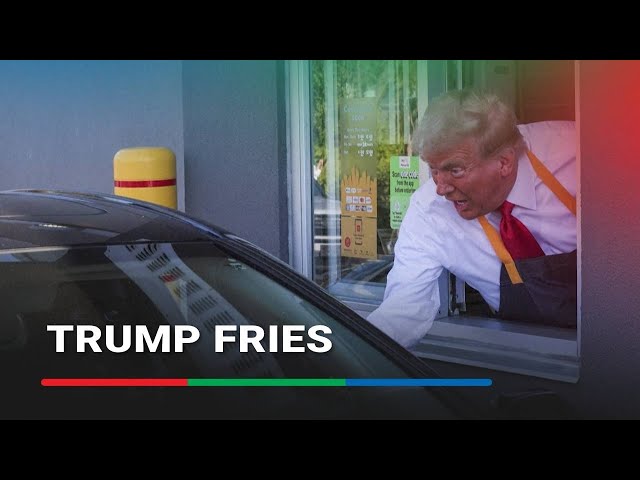 ⁣Trump makes fries, works drive-thru window at McDonald's