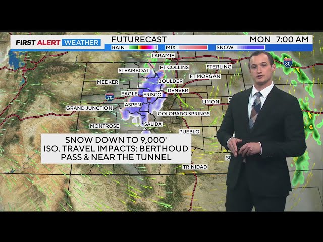 ⁣Accumulating snow expected in portions of Colorado Sunday night, rain in Denver