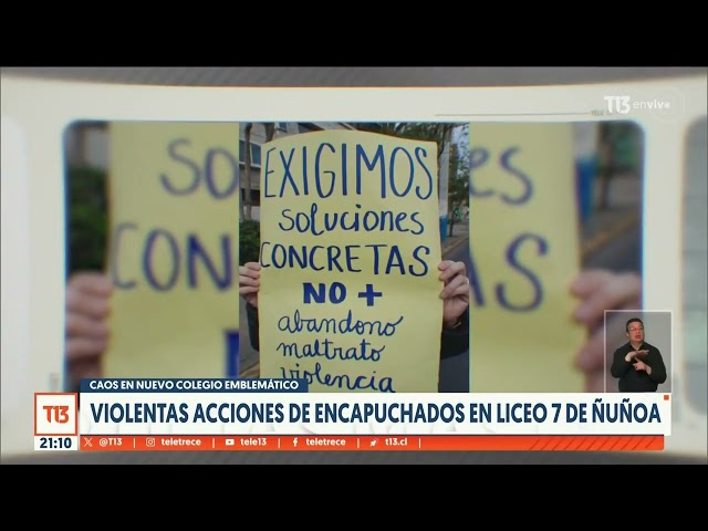 ⁣Violentos encapuchados generan preocupación en el Liceo 7 de Ñuñoa