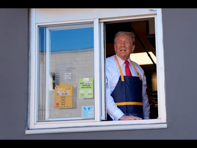 ⁣‘Iconic’ moment Donald Trump works a shift at McDonald's