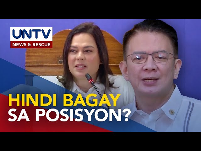 ⁣Mga pahayag ni VP Sara vs. PBBM, hindi bagay para sa isang ikalawang pangulo ng bansa - SP Escudero