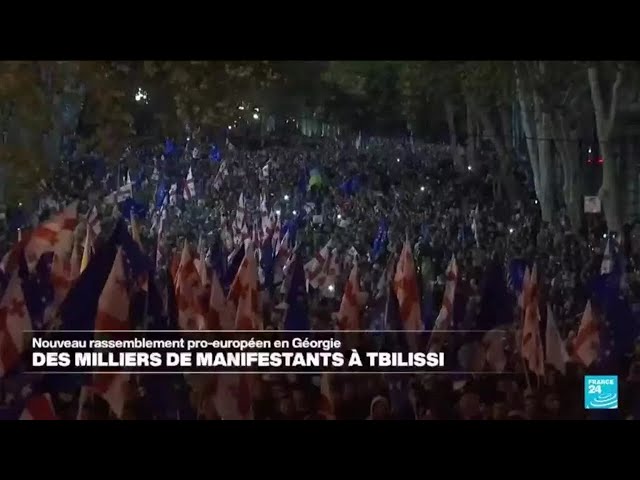 ⁣Géorgie : des dizaines de milliers de manifestants pro-européens à Tbilissi avant les législatives