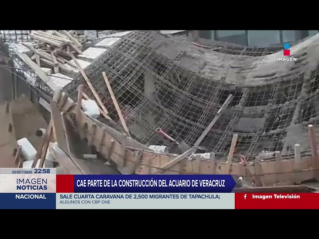 ⁣Cae parte de la construcción del Acuario de Veracruz | Imagen Noticias Fin de Semana