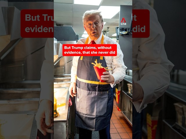 ⁣Donald Trump serves fries at McDonald's