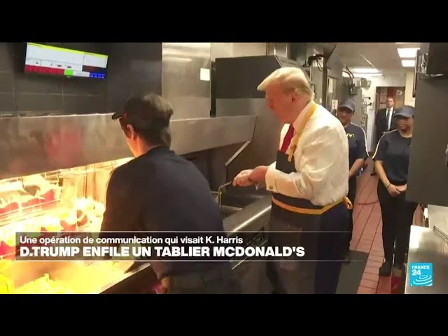 ⁣Présidentielle américaine : Donald Trump se met en scène dans un fast-food de McDonald's