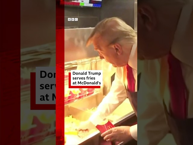 ⁣Donald Trump serves up McDonald’s fries. #Trump #DonaldTrump #BBCNews