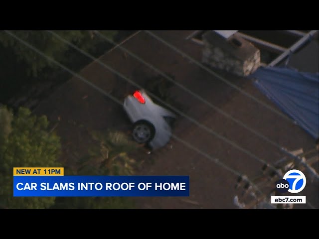 ⁣Car slams through roof of home in Rancho Palos Verdes