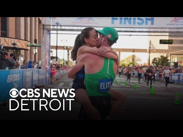 ⁣Michigan couple wins 2024 Detroit Free Press Marathon