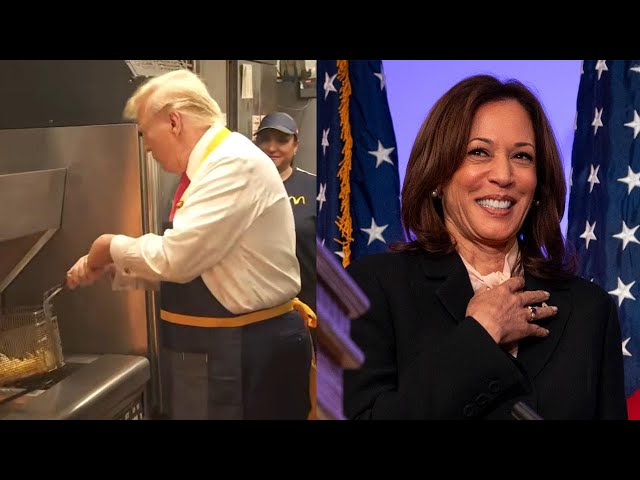 ⁣Trump cooks fries at closed Pennsylvania McDonald's, Harris campaigns in Georgia and Michigan