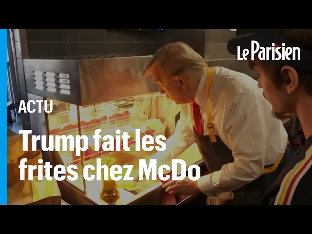 ⁣Donald Trump joue les serveurs chez McDo pour se moquer de Kamala Harris