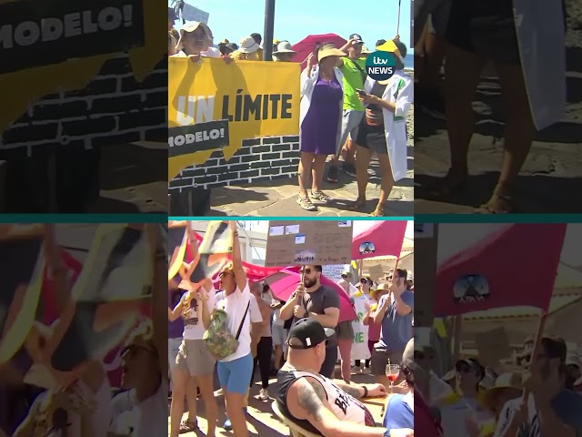 ⁣Thousands of anti-tourism protesters swarm holidaymakers on Canary Islands #itvnews  | ITV News