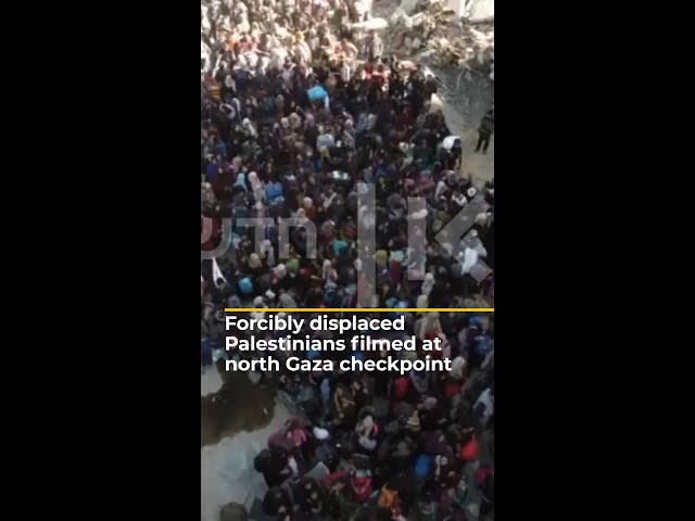 ⁣Forcibly displaced Palestinians filmed at north Gaza checkpoint | AJ #shorts