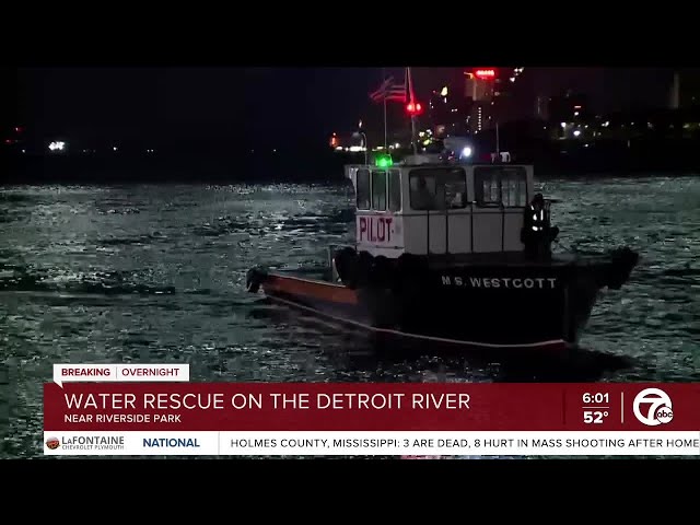 ⁣Firefighters rescue man from Detroit River overnight