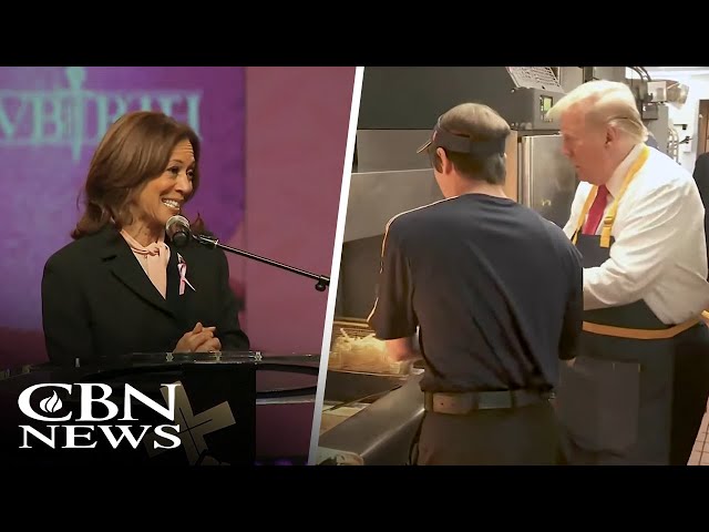 ⁣Harris Campaigns in Church as Trump Dons McDonald's Apron with 2 Weeks Till Election Day