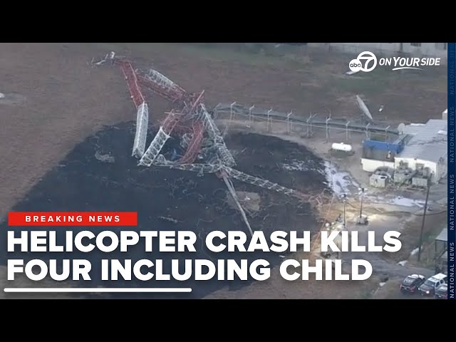 ⁣A private helicopter was caught on camera crashing into a radio tower killing four people