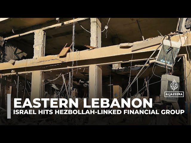 ⁣The aftermath of Israeli attack on Hezbollah-linked finance group in eastern Lebanon