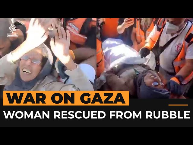 ⁣Palestinian woman rescued after being trapped for 5 days under rubble | AJ#shorts