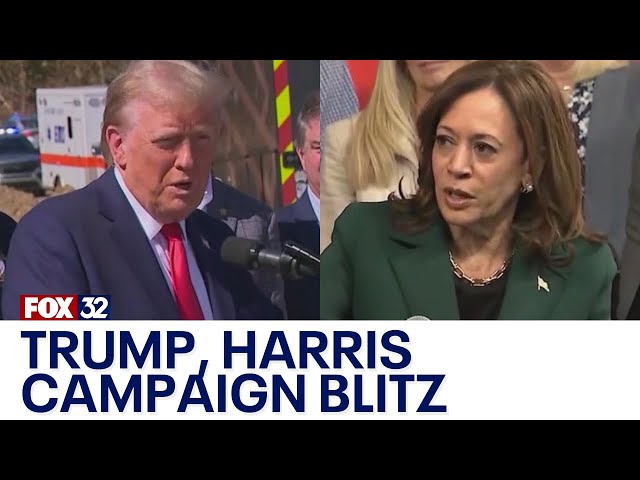 ⁣Trump, Harris go on campaign blitz