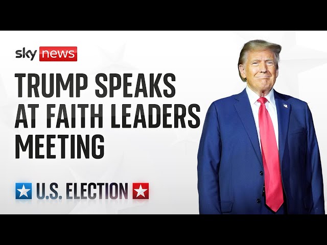 ⁣Former President Donald Trump campaigns at a faith leaders event in North Carolina