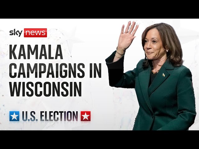 ⁣Democrat presidential nominee Kamala Harris campaigns at an event in Wisconsin