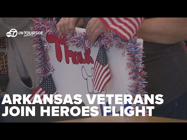 ⁣Six Arkansas veterans take part in Heroes Flight trip