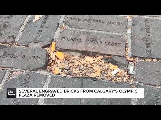 ⁣Several engraved bricks from Calgary’s Olympic Plaza removed