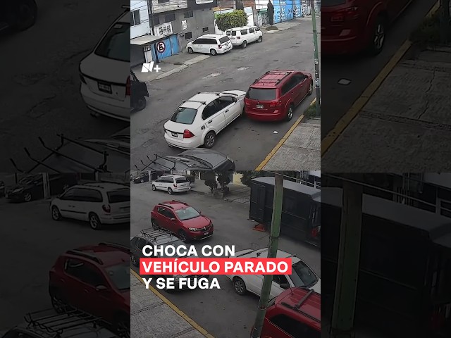 ⁣Se estrella con vehículo estacionado y se fuga - N+ #Shorts