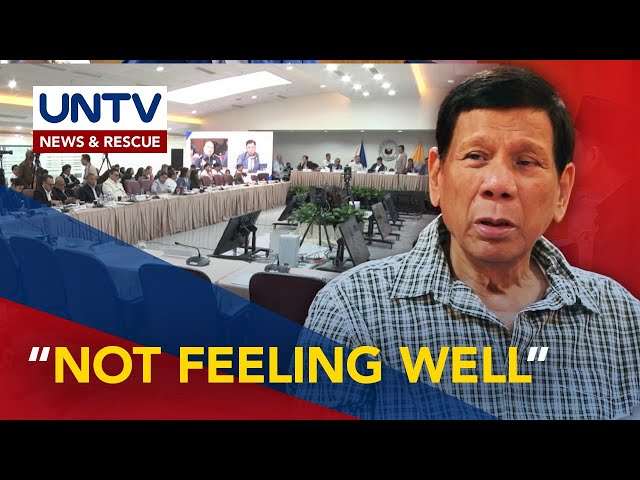 ⁣Dating Pang. Duterte, masama ang pakiramdam kaya hindi dadalo sa Oct. 22 Quadcomm hearing