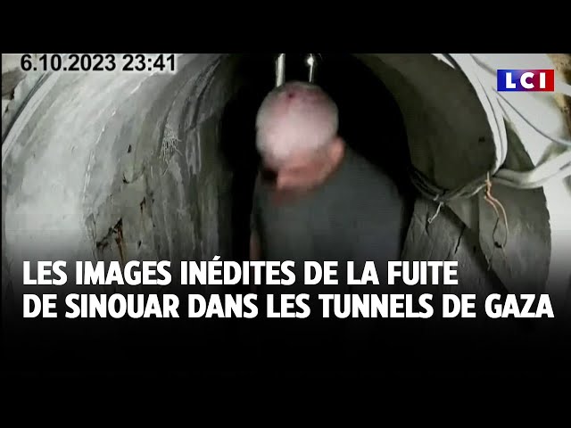 ⁣Les images inédites de la fuite de Sinouar dans les tunnels de Gaza