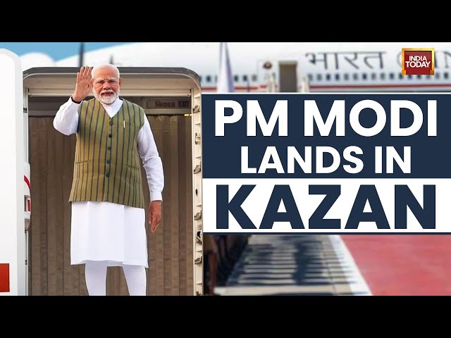 ⁣PM Modi Russia Visit LIVE: PM Modi Arrives In Russia For BRICS Summit | Modi-Putin Meet