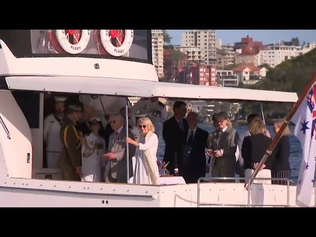 ⁣King Charles and Queen Camilla enjoy Australian Navy fleet review in Sydney Harbour