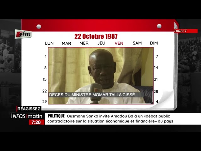 ⁣1 jour au SENEGSL | 22 Octobre 1987 : Décès en exercice de Momar Talla Cissé, Ministre du Tourisme.