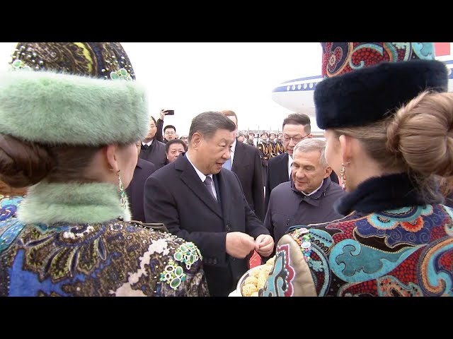 ⁣President Xi is warmly welcomed by senior Russian officials in Kazan